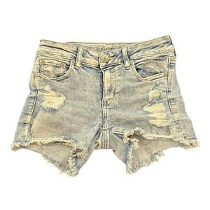 American Eagle Outfitters Jean Shorts Distressed Frayed Cutoff Size 4
